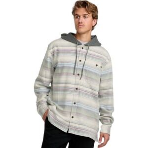 Billabong Baja Hooded Flannel Shirt L Striped Surf Skate Jade Stone Casual Top